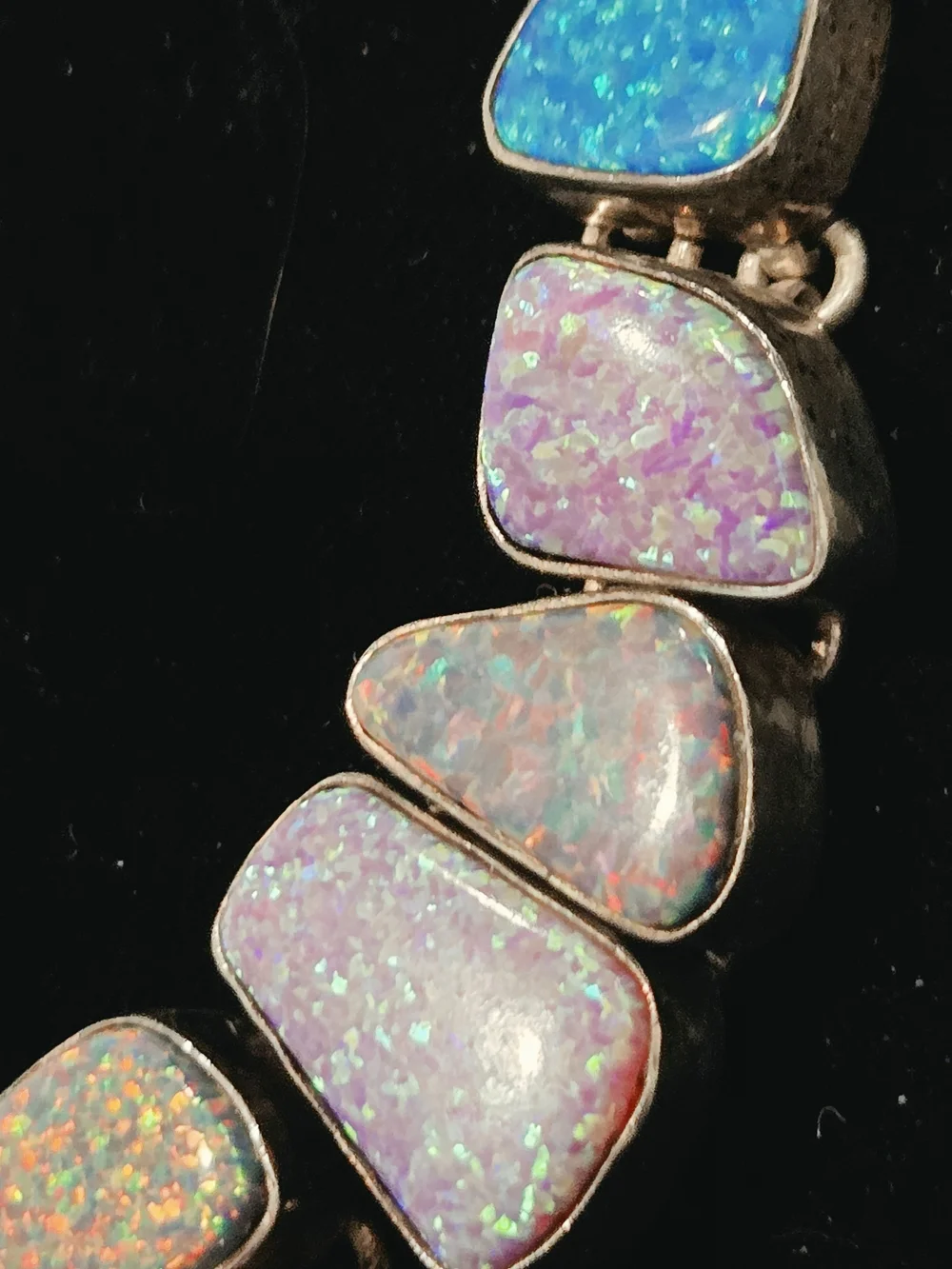 Vintage Artisan Sterling Silver Multicolor Statement Necklace 18